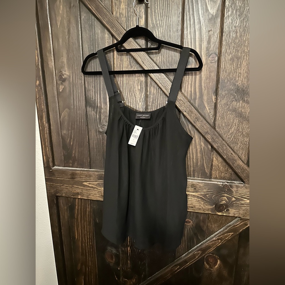 NWT, black adjustable strap double layered dress tank Lane Bryant size 14